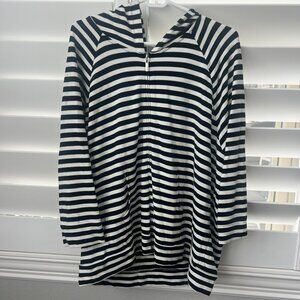 Soma Black & White Striped Jacket with Zipper